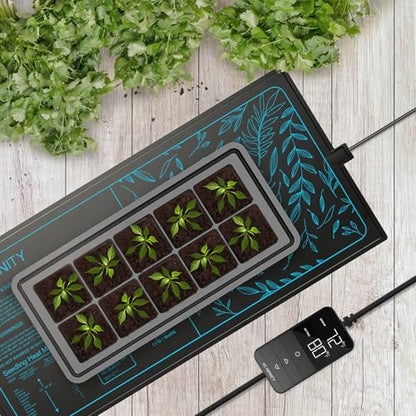 AC Infinity SUNCORE H3 Seedling Mat 25x50cm with Digital Thermostat Control | Provides Exact Temperature Levels, Waterproof Heating Pad for Indoor Gardening, Hydroponics, Germination, Cloning