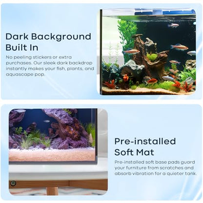 5 Gallon Small Aquarium Set Glass Fish Tank 6 Gallon, Starter Kit with Heater Water Pump Cleaning System Filter Bright Light Rocks Gravel Cleaning Tool, Clear Rimless Betta Plants - size: 5 Gallon