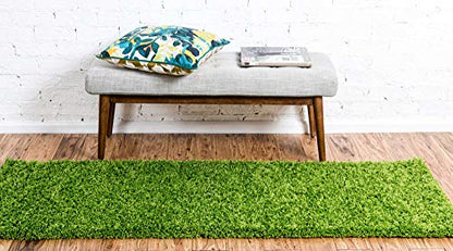 Unique Loom Solid Shag Collection Area Rug (2' x 6' 5" Runner, Grass Green) - color: Grass Green, size: 2' x 6'5" (Runner)
