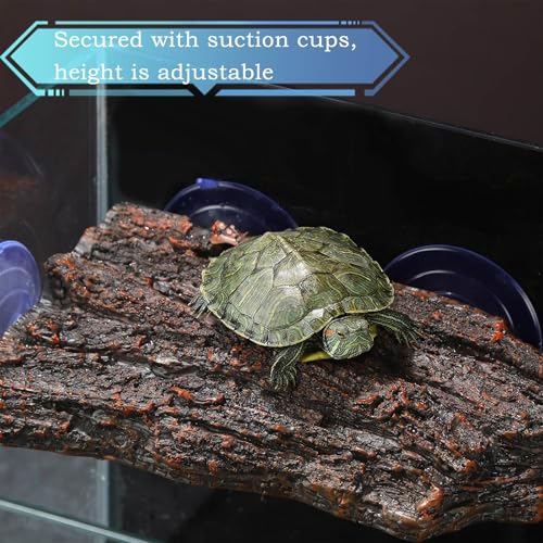 Turtle Basking Platform with 3pcs Suction Cups Resin Floating Climbing Terrace Simulated Bark Resting Dock for Semiaquatic Tortoise Frogs Lizards - style: Style A