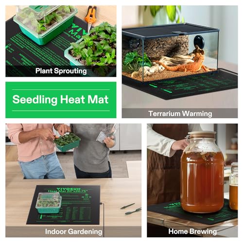 VIVOSUN Durable Waterproof Seedling Heat Mat 20" x 20.75" UL & MET-Certified Warm Hydroponic Heating Pad for Germination, Indoor Gardening, Greenhouse - size: 20"x20.75"