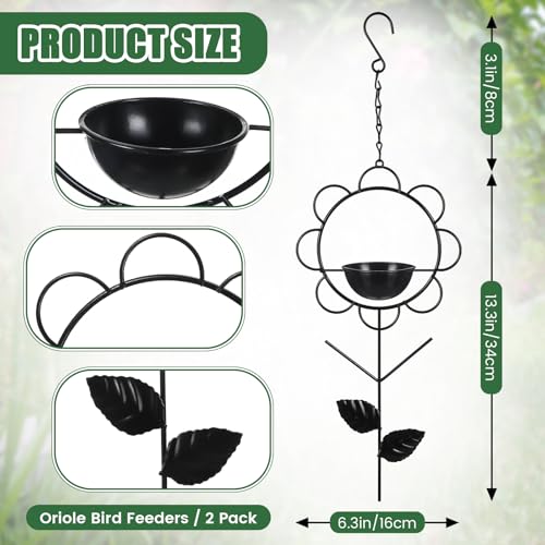 Hushee 2 Pcs Oriole Feeder for Outdoors Grape Jelly and Oranges Fruit Metal Bird Feeder Outdoor Garden Hanging Drinking Container Hummingbird Jelly for Outdoor Hanging Garden Patio(Sunflower Shaped) - style: Sunflower Shaped