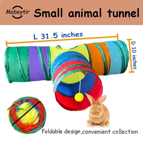 3-Way Collapsible Cat Tunnel Tube Toy Rainbow T-Shape | Interactive Play Tunnel with Hanging Ball & Peek Hole for Indoor Cats, Kittens, Puppies & Rabbits | Hours of Fun & Exercise - color: Rainbow T