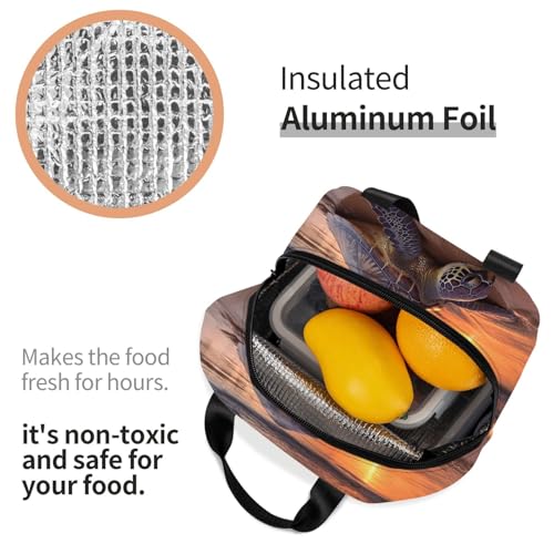 Insulated Lunch Bag Sea turtle sunset Lunch Box for Women Men Reusable Leakproof Lunch Cooler Bag for Office Picnic - color: Sea Turtle Sunset