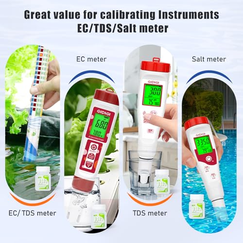 1413μS/cm Calibration Solution, 4 * 50ML TDS EC Salinity Tester Calibration Solution for TDS Meter EC Meter, Calibrate The Accuracy and Precision of Chemical Monitoring Instruments - color: Green