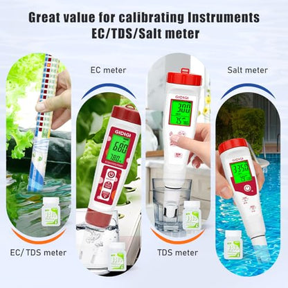 1413μS/cm Calibration Solution, 4 * 50ML TDS EC Salinity Tester Calibration Solution for TDS Meter EC Meter, Calibrate The Accuracy and Precision of Chemical Monitoring Instruments - color: Green
