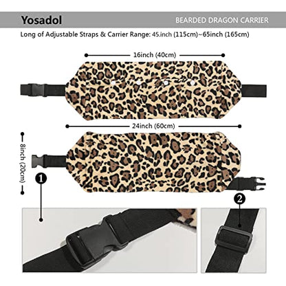 Bearded Dragon Leash and Harness Set, Beardie Carrier, Lizard Adjustable Harness with Leather Wings and Sling Bag, Reptile Small Pet Backpack Batwing Accessories (Leopard Pattern with Crown) - color: Leopard Pattern with Crown