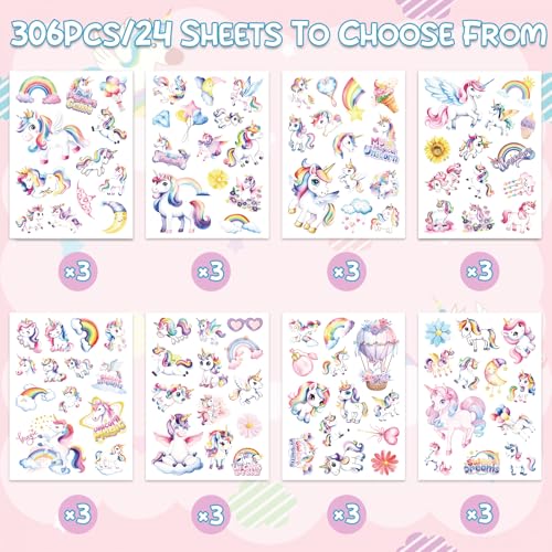 306Pcs Unicorn Stickers, Rainbow Unicorn Self-Adhesive Stickers for Scrapbooks Envelopes Cards Gifts Crafts Decor - style: Unicorn
