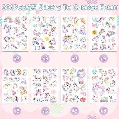 306Pcs Unicorn Stickers, Rainbow Unicorn Self-Adhesive Stickers for Scrapbooks Envelopes Cards Gifts Crafts Decor - style: Unicorn