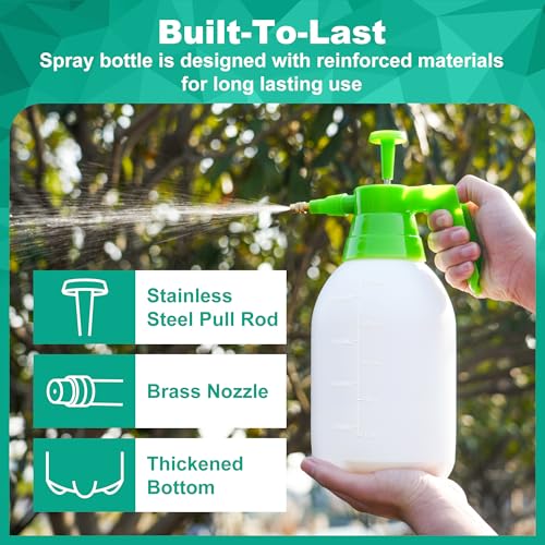 MaxWorks 51021 Hand Pump Sprayer Bottle 2L 0.5 Gal for Garden Indoor Outdoor Home with Adjustable Brass Nozzle of Mist Setting with Lock Switch - size: 2 Liters / Short Nozzle