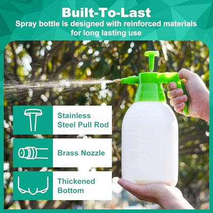 MaxWorks 51021 Hand Pump Sprayer Bottle 2L 0.5 Gal for Garden Indoor Outdoor Home with Adjustable Brass Nozzle of Mist Setting with Lock Switch - size: 2 Liters / Short Nozzle
