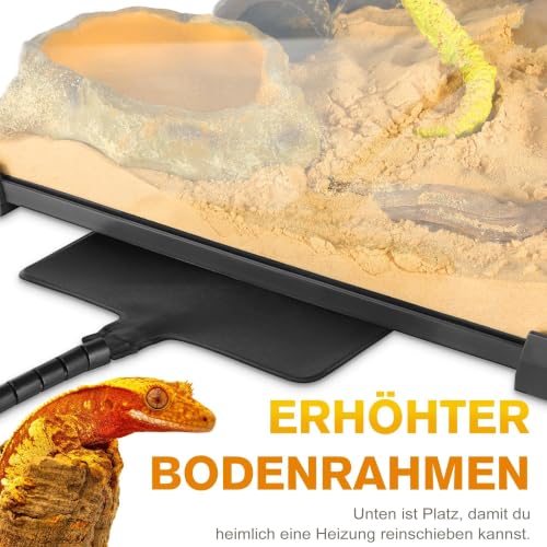 20"x12"x14" Reptile Terrarium, Escape-Proof Glass Arboreal Vivarium for Small Arboreal Reptiles Such as Crested Geckos, with Escape-Proof Lock & Feeding Hatch - size: 20"D x 12"W x 14"H