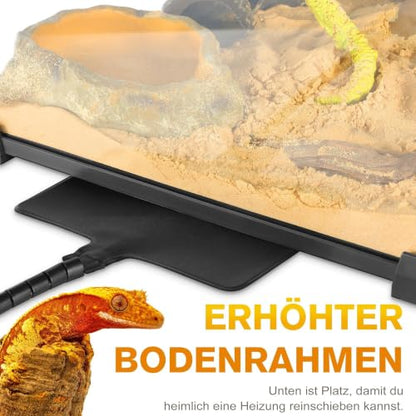 20"x12"x14" Reptile Terrarium, Escape-Proof Glass Arboreal Vivarium for Small Arboreal Reptiles Such as Crested Geckos, with Escape-Proof Lock & Feeding Hatch - size: 20"D x 12"W x 14"H