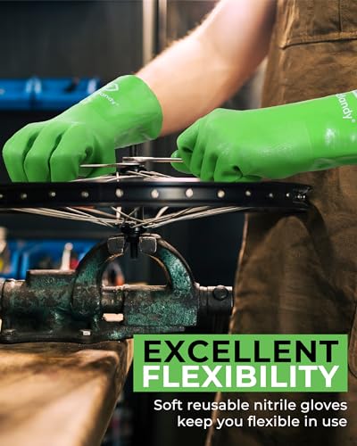 HANDLANDY Chemical Gloves, Heavy Duty Cleaning Gloves - color: Green (6 Pair), size: Medium