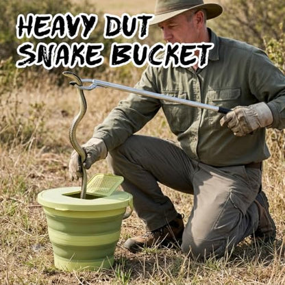 Snake Bucket 15L /4.Gal–Collapsible Container with Vented Seal Lid | 15L/4.0Gal Snake Catcher Bucket with Vented Seal Lid Allows Airflow For Reptiles.For Outdoor Use