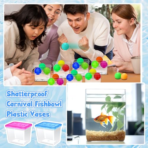 30 Pack 12oz Plastic Fish Bowls with Lids Reptile Terrariums Carrier Cage Hatching Container Rectangle Gold Fish Bowls for Adults Candy Carnival Prizes Centerpieces and Party Decoration