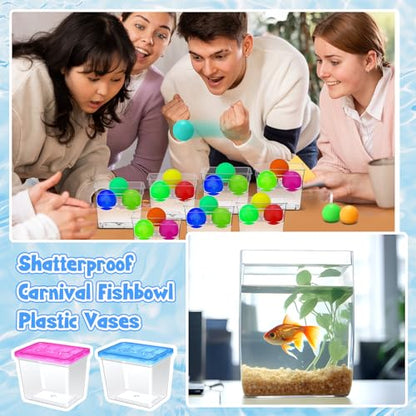 30 Pack 12oz Plastic Fish Bowls with Lids Reptile Terrariums Carrier Cage Hatching Container Rectangle Gold Fish Bowls for Adults Candy Carnival Prizes Centerpieces and Party Decoration