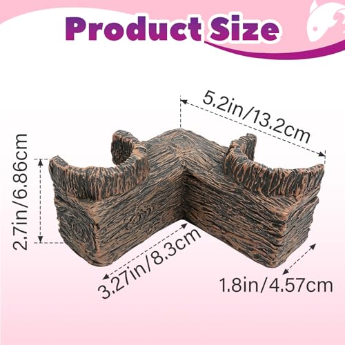 2 Pcs 90° Corner Fish Cave Viewing Tunnels, Compatible with Aquarium Cave | Featuring a Natural-Looking Wood-Like Design Made of BPA-Free Premium Resin, Fish Tank Hideout, Safe Corner Tank Decor