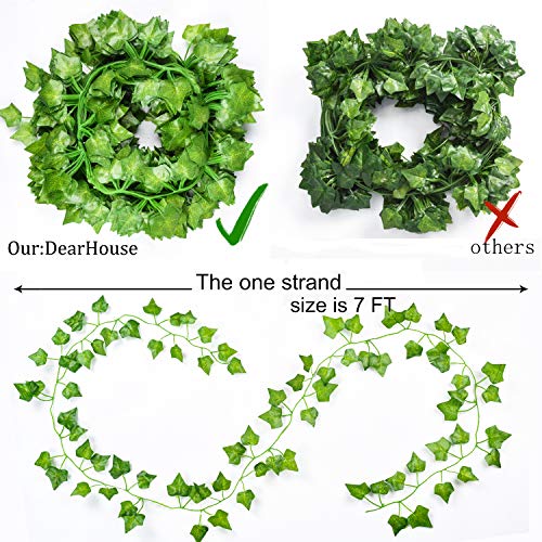 84 Feet 12 Strands Artificial Ivy Leaf Plants Vine Hanging Garland Fake Foliage Flowers Home Kitchen Garden Office Wedding Wall Decor, Green - size: 84 Feet