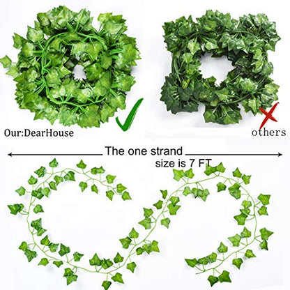 84 Feet 12 Strands Artificial Ivy Leaf Plants Vine Hanging Garland Fake Foliage Flowers Home Kitchen Garden Office Wedding Wall Decor, Green - size: 84 Feet