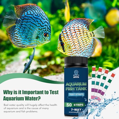 7-Way Aquarium Test Strips for Freshwater Saltwater (50 Strips) | Quick and Accurate Fish Tank Pond Test Strips,Test Nitrate, Nitrite, Chlorine,Hardness,Alkalinity, Carbonate, Ph - color: 7 WAY-50ct