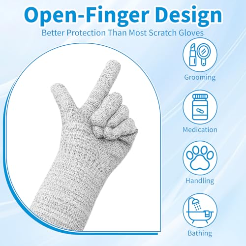 Pet Handling Gloves - Extra Long Cat Grooming Arm Sleeves, Anti-Scratch Arm Protection Sleeves for Handling Aggressive Cats, Scratch Resistant Gloves for Nail Trimming & Bathing