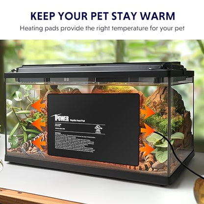 iPower Reptile Heat Pad 8 by12 Inch Under Tank Terrarium Warmer 16W Heating Mat for Turtle, Lizard, Frog, Snake, Hermit Crab and Other Small Animals (Pack of 2) - size: 8 X 12 Inch, New (Pack of 2)