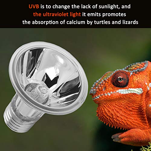 Reptile Sun Lamp, Full Spectrum Light Self Ballasted Vapor Basking Spot Light Bulb Visual Light Heat UBA UVB Sunbathe Bulb for Reptile Amphibian(75W) Heat Lamps
