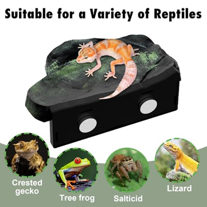 Magnetic Reptile Climbing Ledge, Rock Small Animals Basking Platform | Wall Mount, Detachable, Strong Magnetic Attachment, Vertical Space Saving - size: L