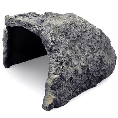 Rock Cave Habitat Hidden for Reptile and Amphibians.Terrarium & Aquarium Decor, Reptile hideout Hide Cave, Perfect for Bearded Dragons,Lizards,Snakes,Turtles,Geckos,Tortoises,Small Animals -Large Size - style: Extra Large Size ( Grey )