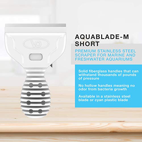AquaBlade M - Short Stainless Steel Aquarium Scraper to Clean Aquarium Tank,White