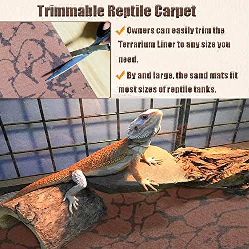Tfwadmx Reptile Carpet Sand Mat for Bearded Dragon Terrarium Substrate Liner Brown Leopard Gecko Tank Accessories Lizard Bedding Mats for Tortoise Turtle Snake Chameleon with Tweezers 12x20In (2 Pcs) - size: S:11.8"x19.7" (2Pcs)