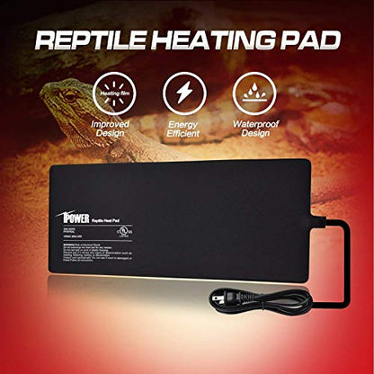 iPower 8X18 Inch Reptile Heat Pad Under Tank Heater Terrarium Warmer Heating Mat for Turtles Lizards Frogs and Other Small Animals - size: 8 X 18 Inch, style: Heat Pad