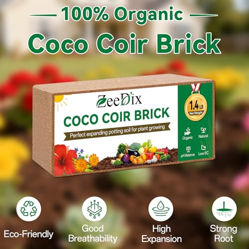 6 Pcs Coco Coir Brick for Plants, 100% Organic Coconut Coir Bricks with Low EC and pH Balance, Compressed Coconut Husk Bricks for Gardening, Planting, Organic Potting Soil, High Water Retention - size: 6pcs