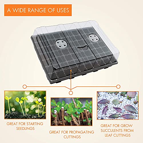 Gardzen Seed Starter Tray, 5 Pack Smiling Face Plant Germination Trays with Total 350-Cell, Seed Starter Kit with Humidity Vented Domes and Bases for Starting Vegetable Flower Herb Seeds 18" x 14" | Smiling Face Plant Germination Kit with Humidity Domes a