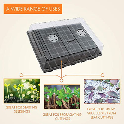 Gardzen Seed Starter Tray, 5 Pack Smiling Face Plant Germination Trays with Total 350-Cell, Seed Starter Kit with Humidity Vented Domes and Bases for Starting Vegetable Flower Herb Seeds 18" x 14" | Smiling Face Plant Germination Kit with Humidity Domes a
