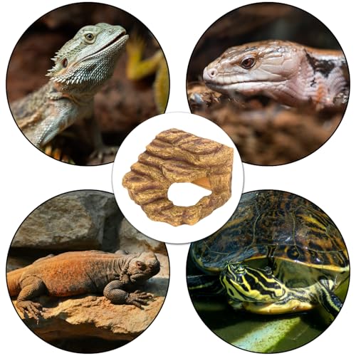 Resin Reptile Hideout Cave Reptile Habitat Tank Decor Terrarium Accessories for Bearded Dragon Leopard Gecko Lizards Turtle - size: Large