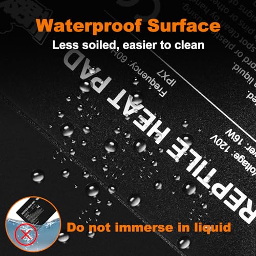 LUCKY HERP Reptile Heat Pad 8x12 Inch 16W Under Tank Terrarium Heating Mat, Reptile Heat Mat, Reptile Heating Pad for Turtle, Lizard, Hermit Crab, Frog, Snake - size: 8" X 12"
