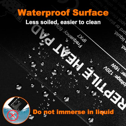 LUCKY HERP Reptile Heat Pad 8x12 Inch 16W Under Tank Terrarium Heating Mat, Reptile Heat Mat, Reptile Heating Pad for Turtle, Lizard, Hermit Crab, Frog, Snake - size: 8" X 12"