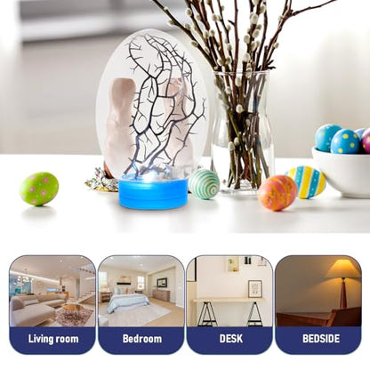 Closed Ecosystem Mini Fish Tank with LED Light, Blue Base Desktop Aquarium for Fighting Fish and Shrimp, Portable Aquatic Ecosystem Terrarium for Household Decor