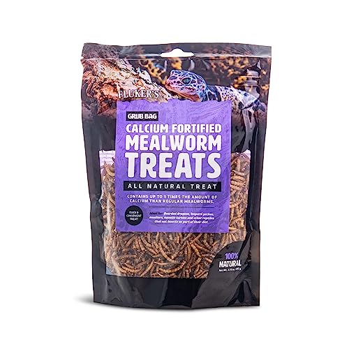 Fluker’s Grub Bag All Natural Calcium Fortified Mealworm Treats, Packed with Protein, Rich in Nutrients, A Reptile Favorite, 3 oz