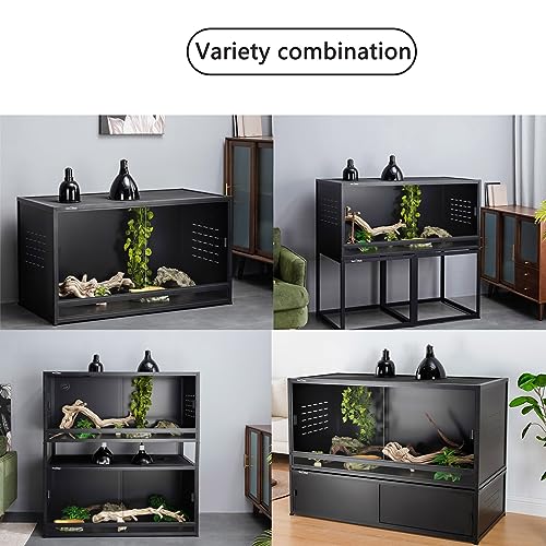 Reptile Enclosure Stand Bundle: Elevate Your Habitat - Includes Stand and Extra Enclosure for a Complete Elevated Setup 48 inches Width(Black) - color: Black, size: L-48''-Stand with enclosure
