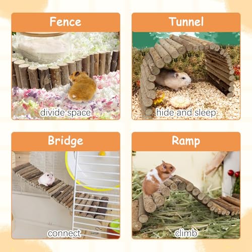 Hamiledyi Hamster Ladder Bridge, Small Animal Hideout, Tunnel, House, Ramp, Tube for Hamster, Guinea Pig, Rat, Chinchilla, Cage Accessories, Chew Toys (19.7"5.9") - size: S