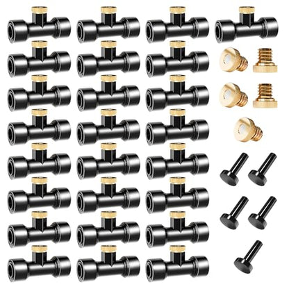 Misting Nozzles Kit Include 30 Pcs Misting nozzle 25 Pcs Misting 5 Pcs Plug nozzle tees for Outdoor Spray Cooling System (60 Pieces) - size: 60