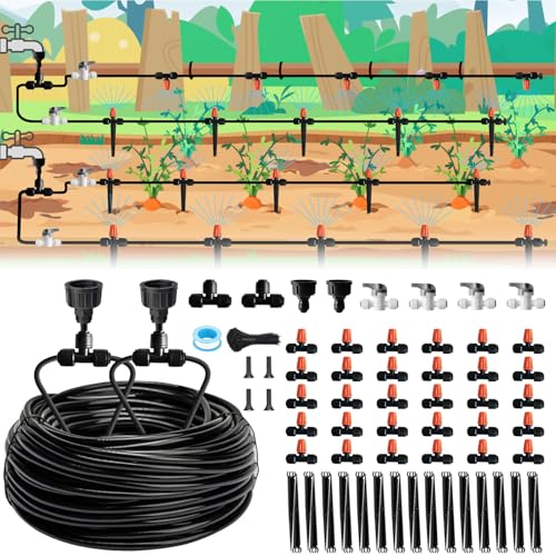 Misting Drip Irrigation System for Garden Watering,Raised Bed 120FT | Quick-Connect Plant Accessories, Drip Line Kit for Greenhouse, Micro Sprinklers for Yard Outside,Sistema De Riego Por Goteo - size: 120FT