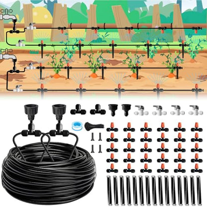 Misting Drip Irrigation System for Garden Watering,Raised Bed 120FT | Quick-Connect Plant Accessories, Drip Line Kit for Greenhouse, Micro Sprinklers for Yard Outside,Sistema De Riego Por Goteo - size: 120FT