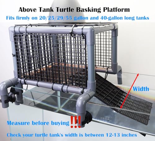 Above-Tank Turtle Basking Platform – Large Loft with Non-Slip Ramp & Drying Area for Aquatic Turtles, Sturdy Tank Topper Fits 20/25/29/55 Gal - size: Large (fits 12‑13 inch wide turtle tanks)
