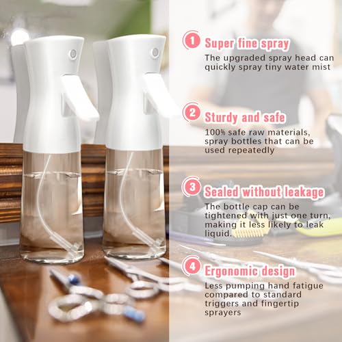 Continuous Spray Bottle,Hair Spray Bottle,Plants Water Spray Mist Bottle,Ultra-Fine Spray Bottle for Hair,Skincare, Plant Care, Pet Grooming, Cleaning,2 Pcs (6.8 oz White)-Christmas - color: White-2 Pcs, size: 6.8 Ounces