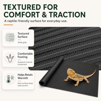 Arbitrary Cutting Terrarium Reptile Carpet, Reptile Mat, Bearded Dragon Tank Accessories Flooring, Bearded Dragon, Leopard Gecko Substrate, Snake,Tortoise Bedding Black 17.5“× 79”