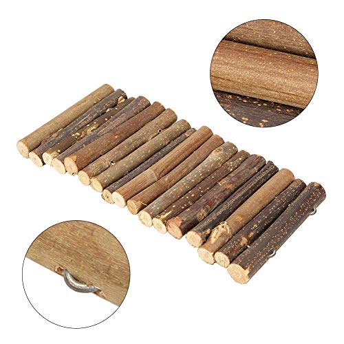 Fdit Pet Ladder Bridge Bend Wooden Hamster Wood Ladder Living Fence Suspension Bridge Exercise Chew Toy for Reptile Rodents Small Animals(Small)